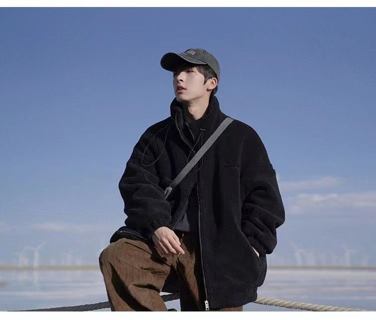 Cappotto da uomo in cotone casual coreano versatile invernale in pile di agnello spesso_voghion.com