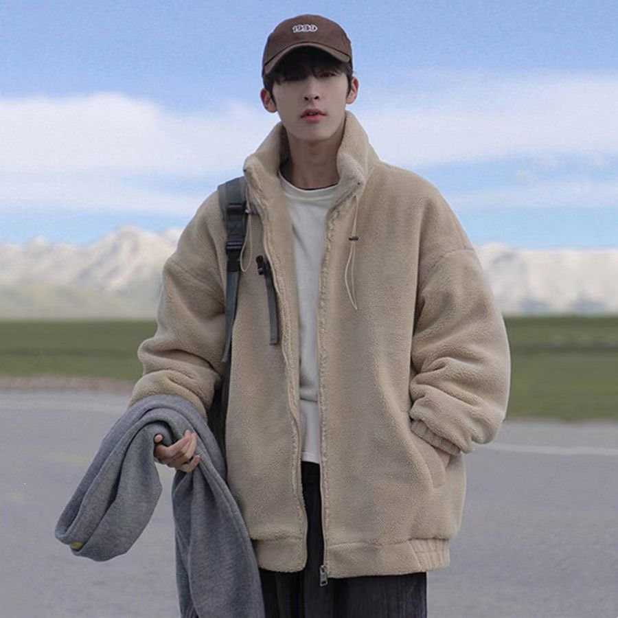 Cappotto da uomo in cotone casual coreano versatile invernale in pile di agnello spesso_voghion.com