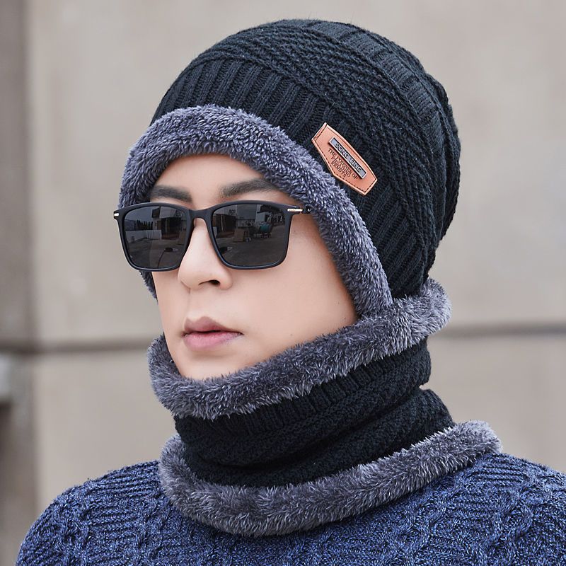 帽子男冬季保暖针织加绒套头毛线帽加厚韩版护耳青年冬季潮棉帽女