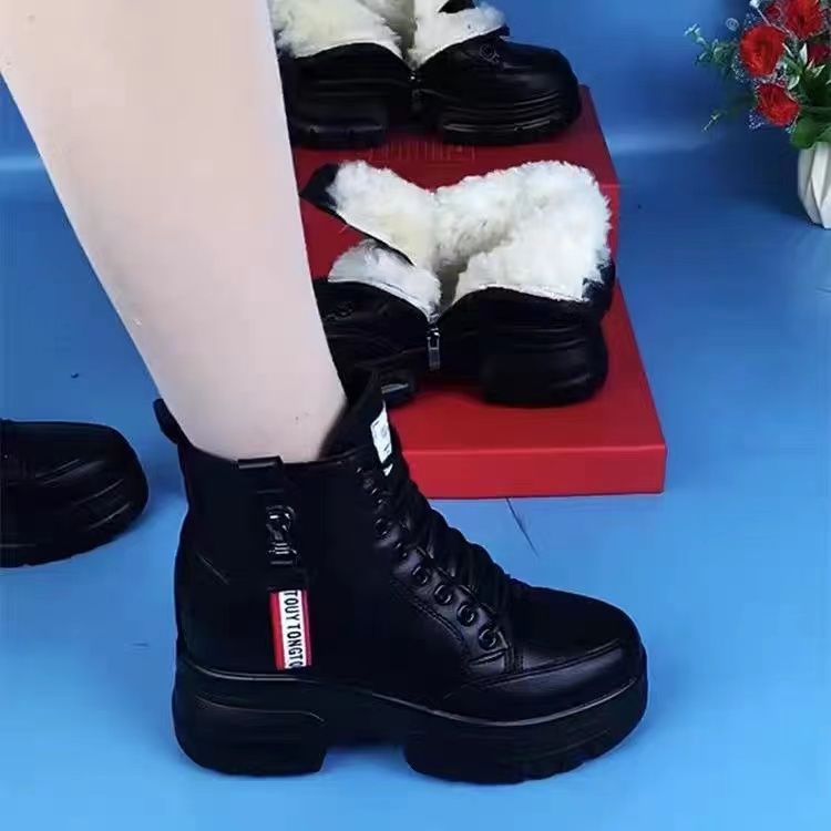 Women's Genuine Leather Martin Boots With Wool Fur Lining Warm_voghion.com