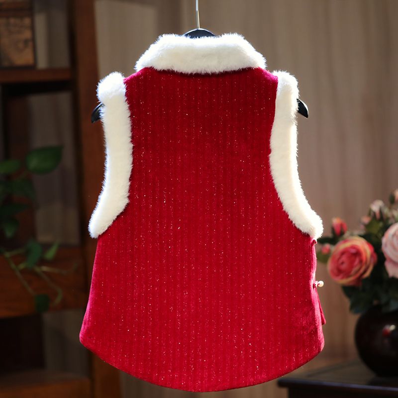  autumn and winter new Chinese style literary retro Chinese style festive atmosphere thickened warm woolen vest