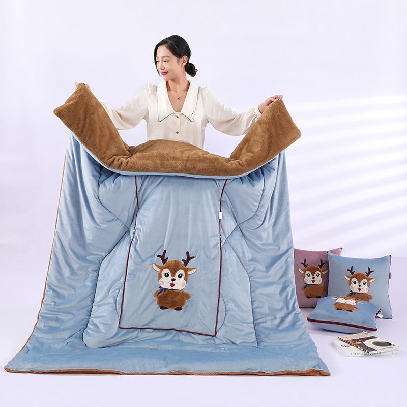 Winter thickened pillow quilt dual-purpose super thick velvet office lunch break quilt car air conditioner quilt car cushion pillow