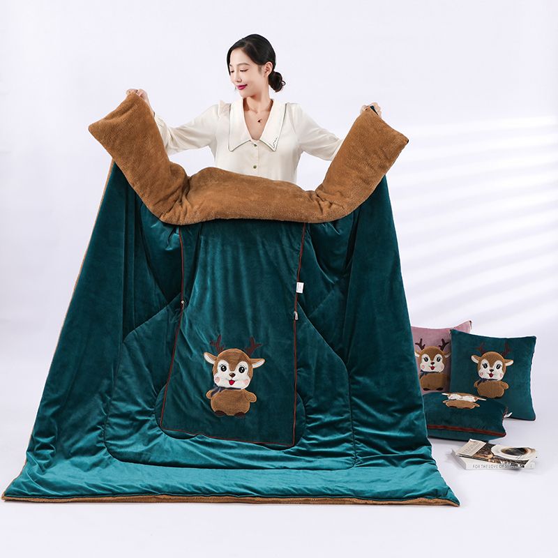 Winter thickened pillow quilt dual-purpose super thick velvet office lunch break quilt car air conditioner quilt car cushion pillow