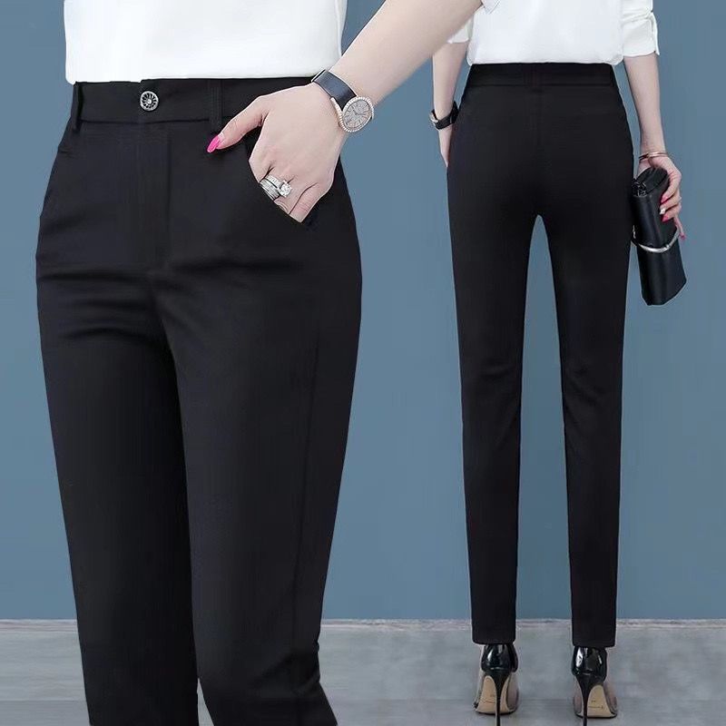 Suit pants women's high-waist slimming black feet high-end drape nine-point small work pants casual trousers