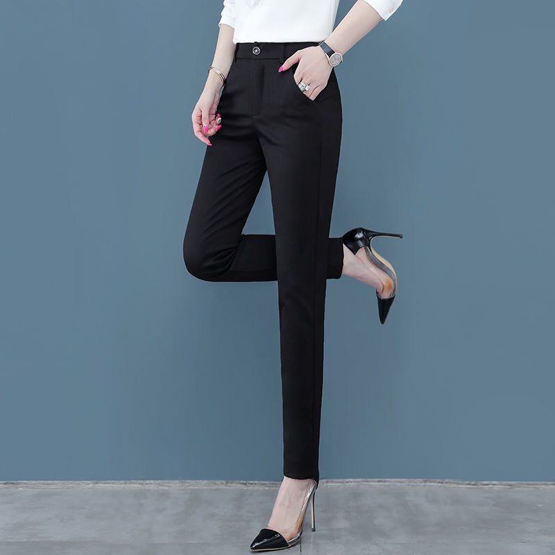 Suit pants women's high-waist slimming black feet high-end drape nine-point small work pants casual trousers
