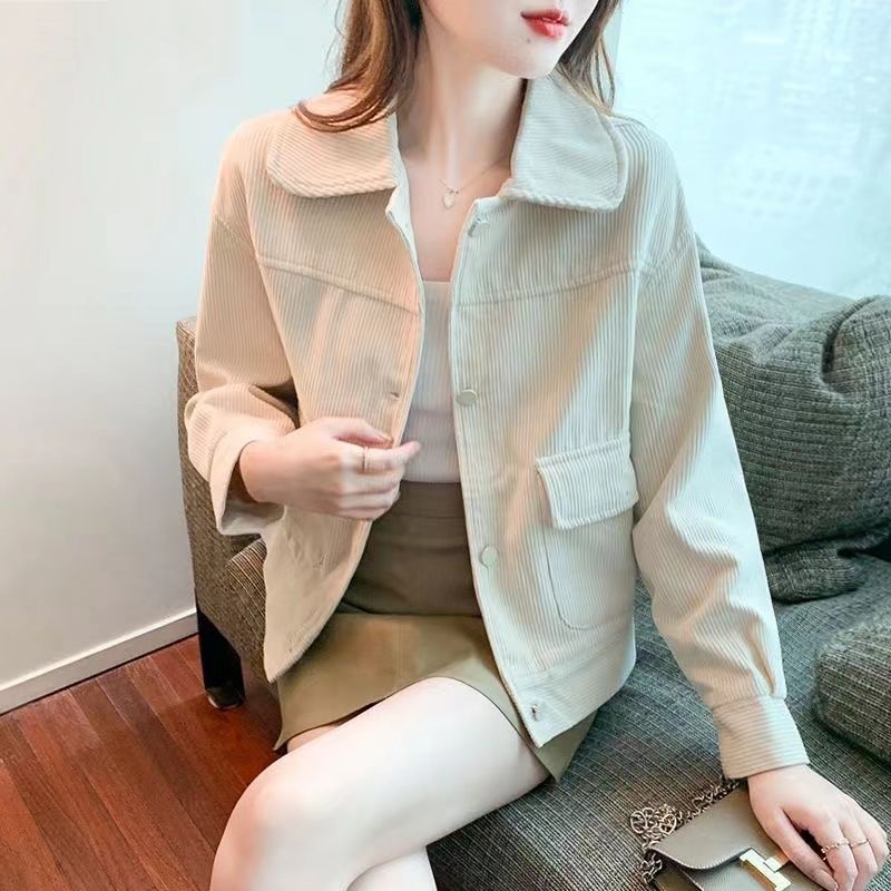 Thick velvet corduroy jacket for women spring and autumn 2022 this year's popular new European style short jacket top