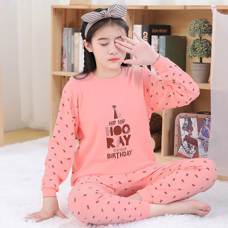 Children's underwear set pure cotton boys and girls long johns long johns cotton middle and big children teenagers pajamas home clothes【shipped within 15 days】