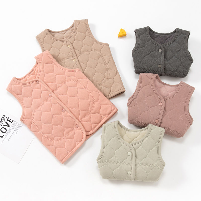 Children's vest silk autumn and winter baby girl's thickened velvet quilted thermal vest for outer wear and boy's inner wear for school uniform
