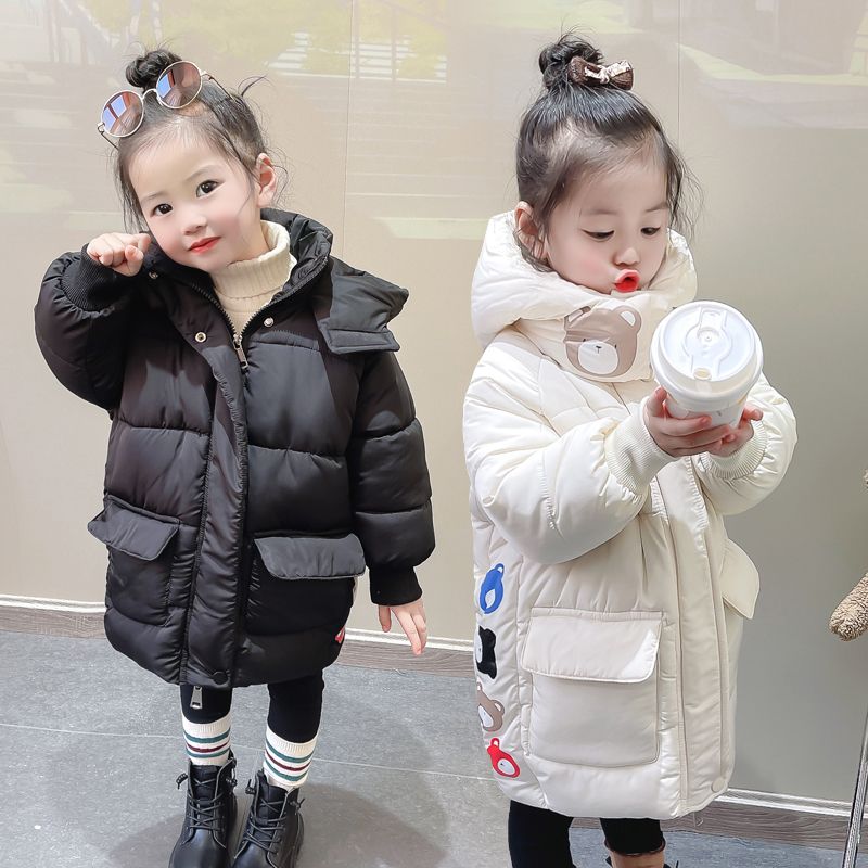 2023冬季新款女童棉衣小女孩棉襖女寶寶冬裝中長款羽絨棉服厚外套