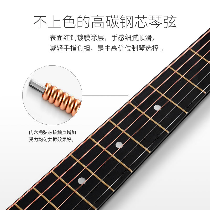 兰可民谣单板木吉他初学者男女学生新手 零基础 自学38寸品牌乐器