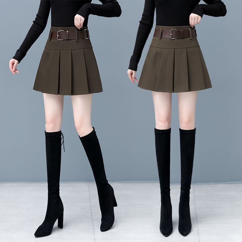 High waist pleated skirt skirt female 2023 summer style high waist meat all-match cover belly thin a-line skirt