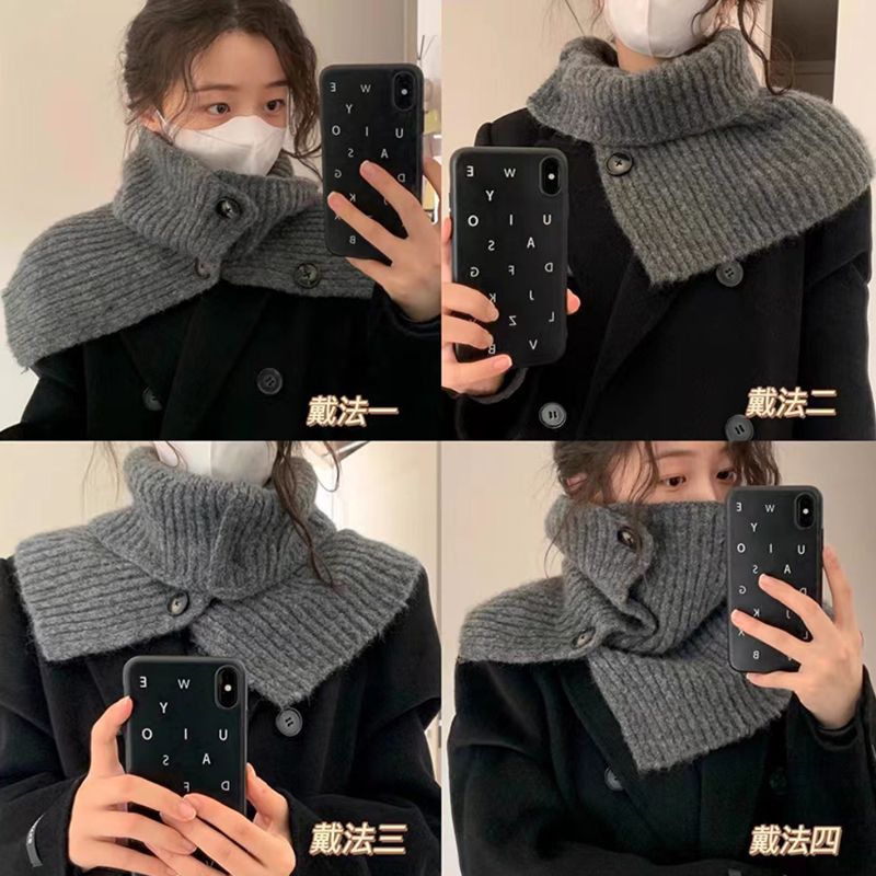 Snail Crawling Home Scarf Cover Hat Neck Cover Women's Autumn and Winter Scarf Korean Edition Solid Color Cold Protection and Neck Protection Knitted Shawl