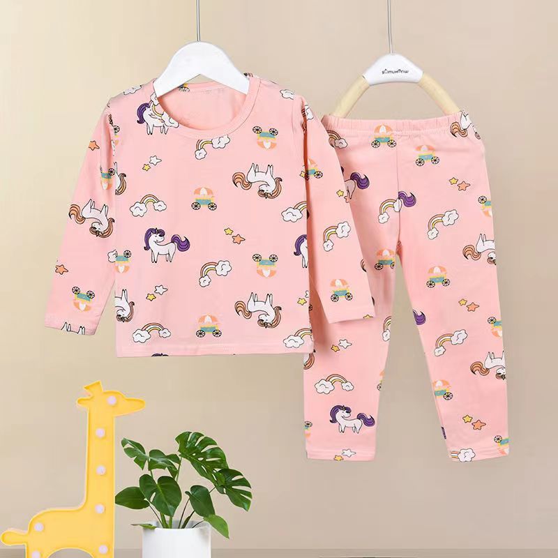 Children's long-sleeved pajamas spring and autumn boys boys new cartoon baby middle-aged and primary school students home clothes set