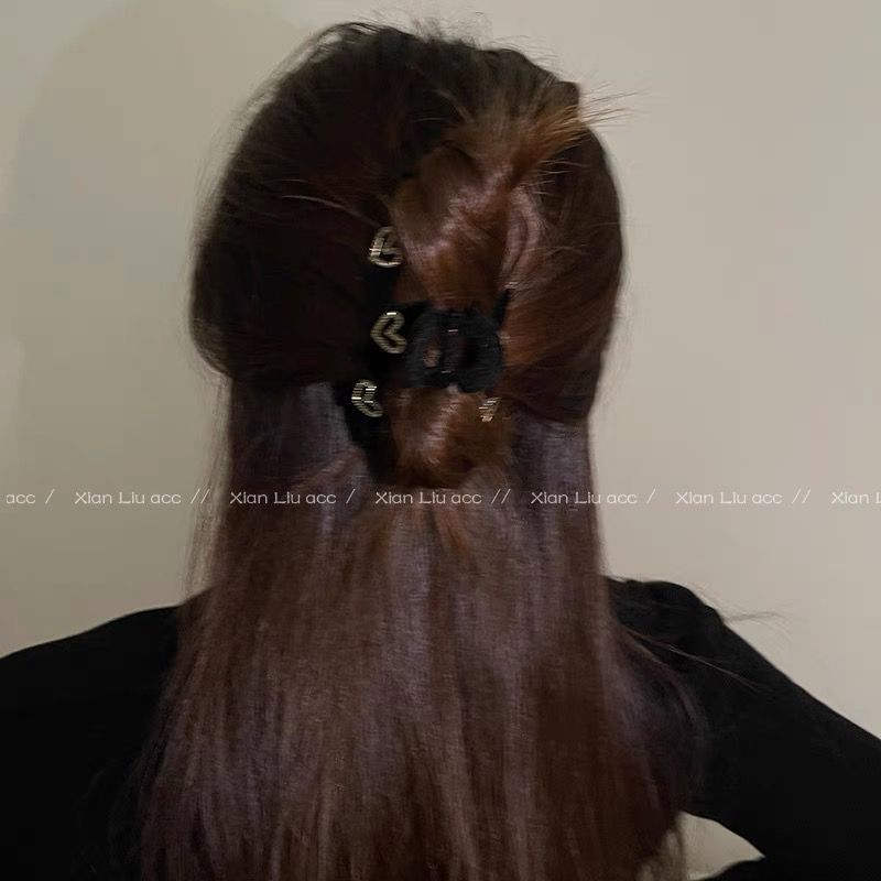 Love rhinestones, high-end flocking clip headwear, large hairpin, high ponytail hair clip for women on the back of the head, hair accessories