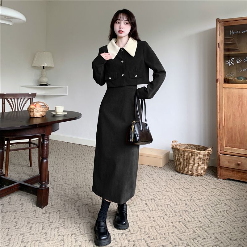 French niche high-end temperament ladies small fragrance short coat women's autumn and winter new skirt two-piece suit