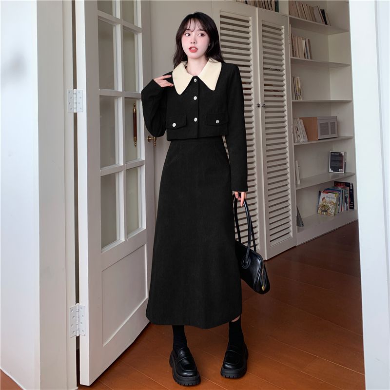 French niche high-end temperament ladies small fragrance short coat women's autumn and winter new skirt two-piece suit