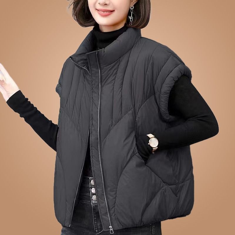歐洲站輕薄馬甲棉服外套女冬季2023新款時尚大碼寬鬆休閒立領背心