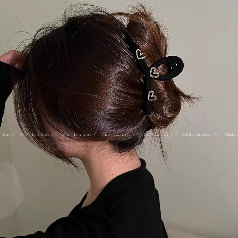 Love rhinestones, high-end flocking clip headwear, large hairpin, high ponytail hair clip for women on the back of the head, hair accessories