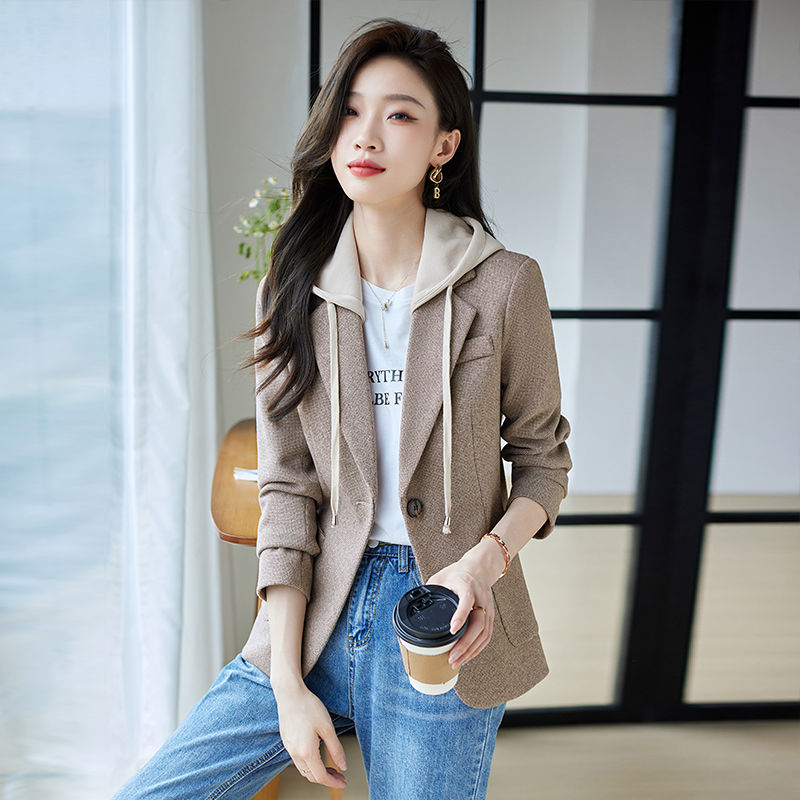 2023 Spring and Autumn New Style Slim Temperament Casual Suit Jacket for Small Women Outerwear Short Wool Suit Jacket
