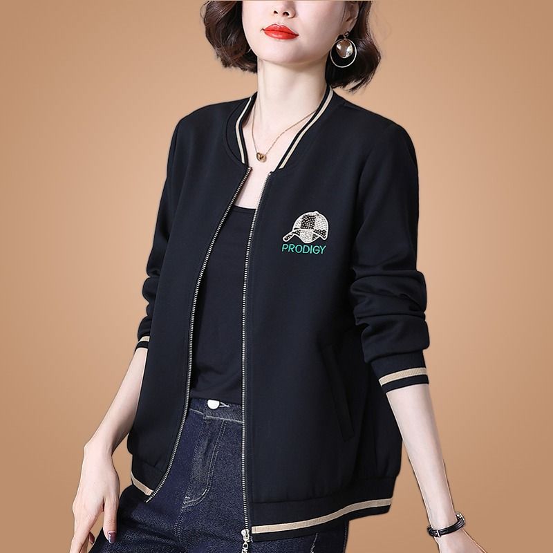 開衫外套女春秋2023新款時尚中年媽媽高端短款百搭減齡棒球服上衣