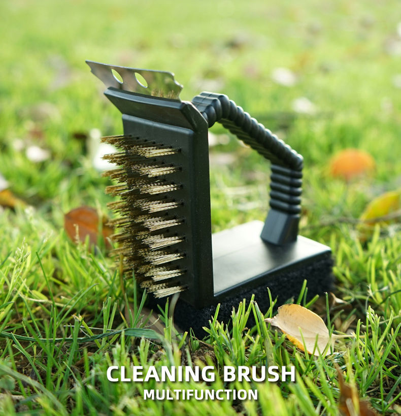Outdoor Camping Tool Cleaning Picnic Cooking BBQ Grill 3-in-1 Right Angle Copper Wire Triangle Brush_voghion.com
