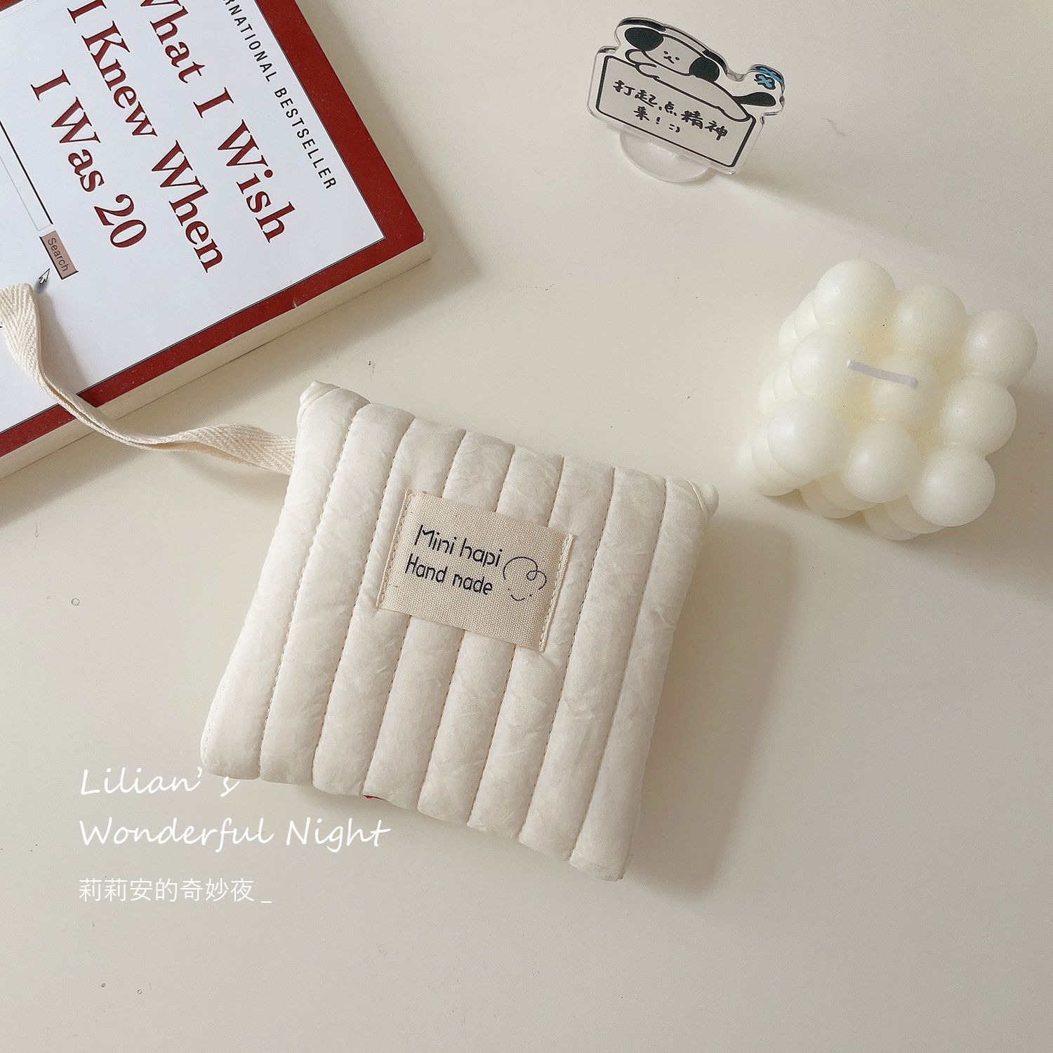 Lilian Quilted Cotton Cherry Storage Bag Korean Style High-Looking Embroidered Coin Purse Female Student Niche Aunt Towel Bag