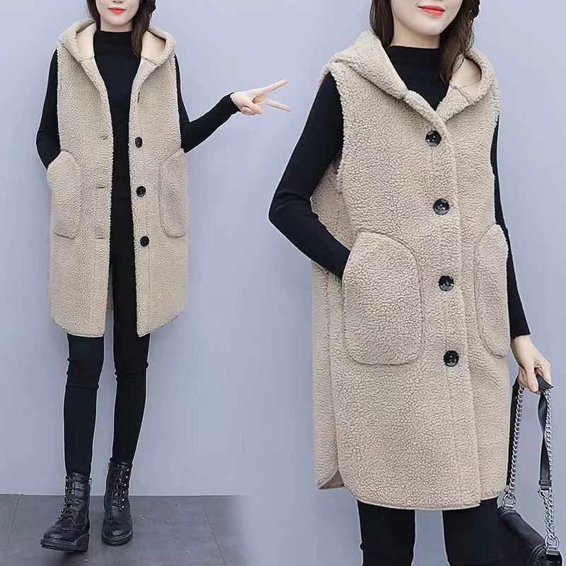 300 catties fat sister temperament all-match large size women's vest new autumn and winter foreign style loose and thin hooded vest for women