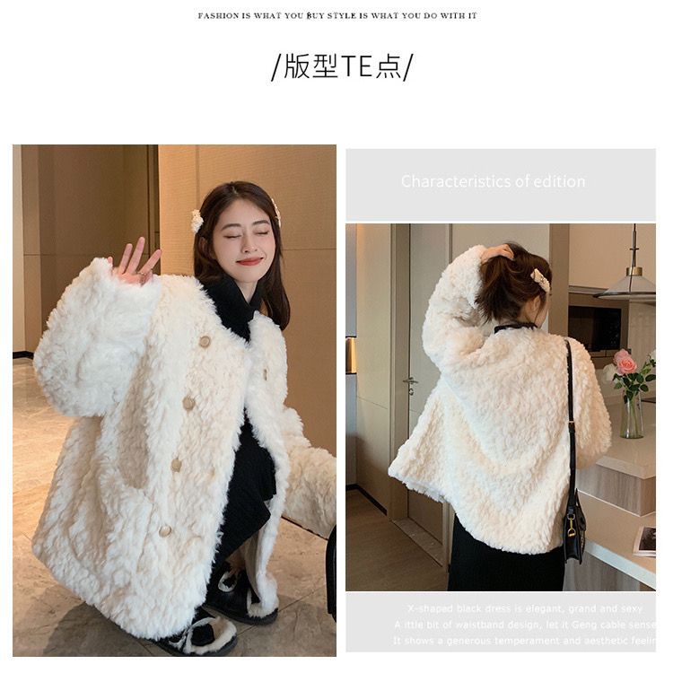 2022 autumn and winter new style small fragrant wind coat women's imitation fur imitation rabbit fur coat loose thickened jacket cotton clothing women