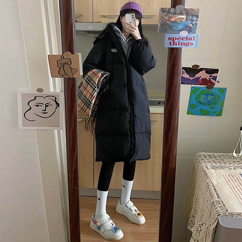 2022 winter new mid-length over-the-knee loose thickened cotton-padded jacket women's design trendy brand cotton-padded jacket cotton-padded jacket