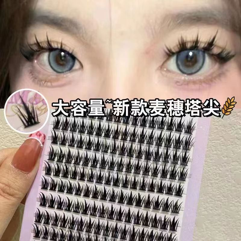 塔尖麥穗小惡魔~10排裝大容量假睫毛細黑梗濃密芭比漫畫夾心150朵