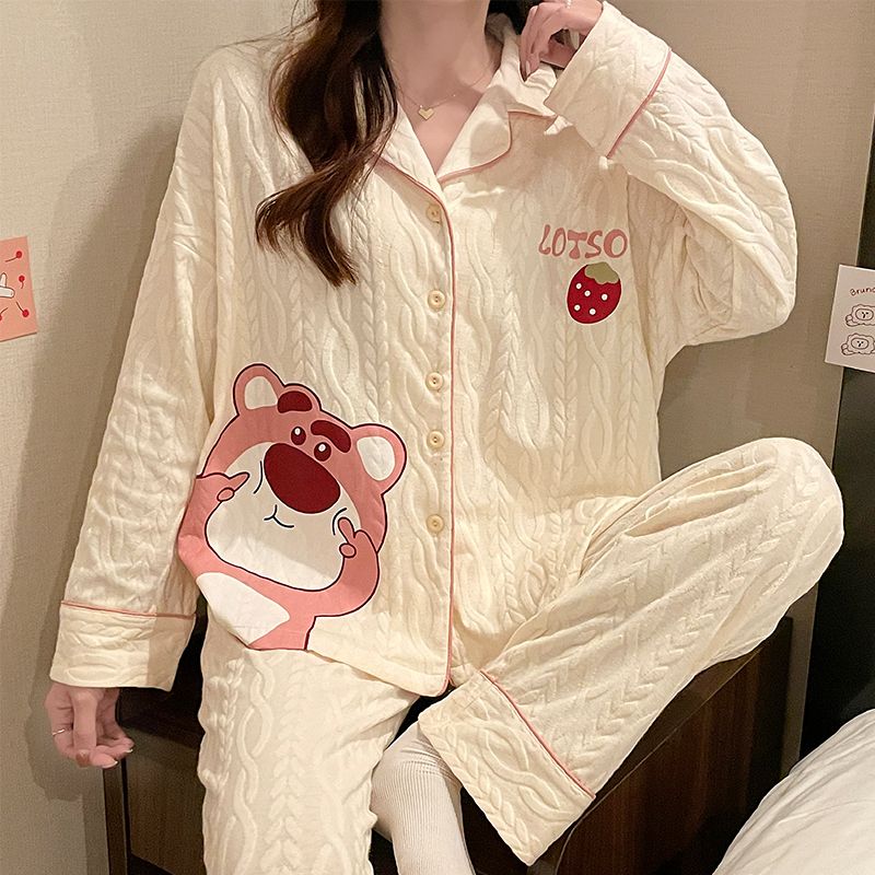 睡衣女春秋季棉質長袖學生ins風宿舍高顏值少女可愛可外穿家居服