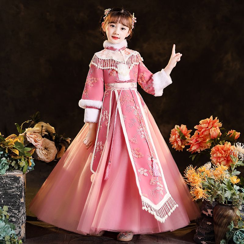 女童漢服中國風兒童旗袍古風唐裝超仙禮服小女孩古裝秋冬裝拜年服