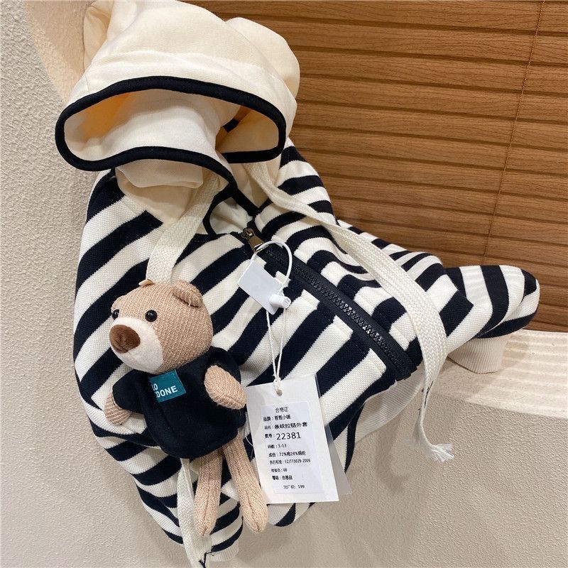 Brand discount tail stock clearance [with bear] children's clothing autumn and winter style plus velvet thick casual cardigan sweater