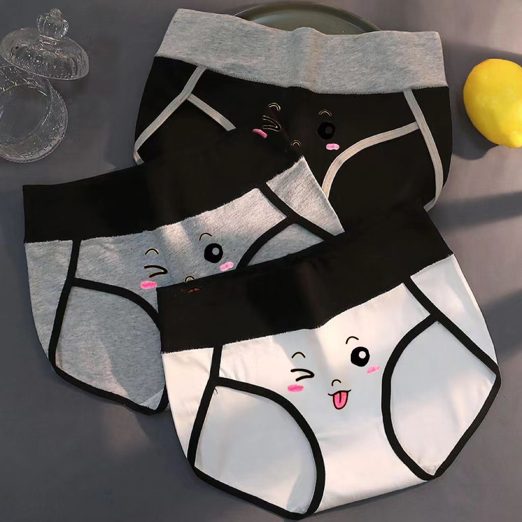 Underwear women's pure cotton 100% antibacterial student mid-waist Korean version Japanese cute girl cotton crotch girl briefs head