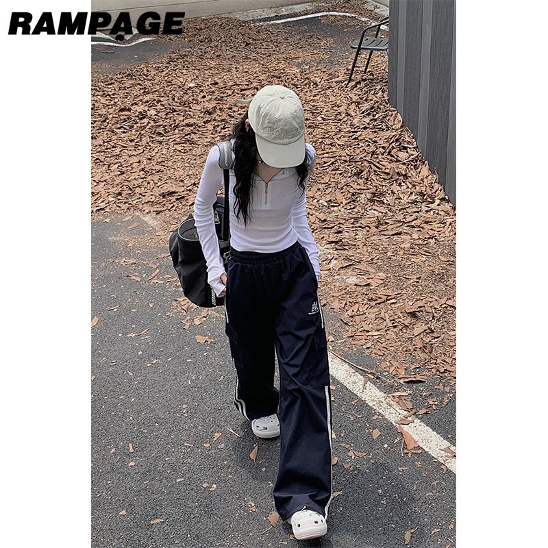 Rampage美式新款秋季高街嘻哈休闲裤男女同款直筒阔腿宽松工装裤