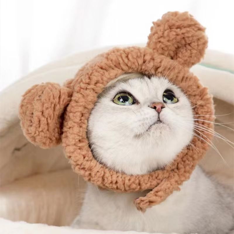 小型宠物猫咪衣服头饰狗狗帽子狮子头套针织泰迪犬可爱配饰必备品