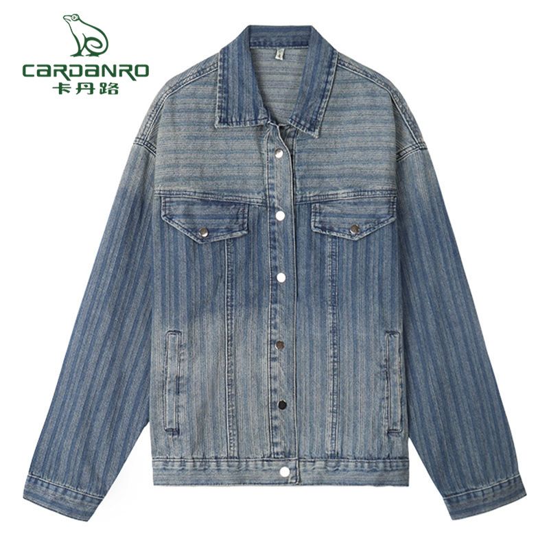 Cardan Road Retro Washed Denim Jacket Women Autumn and Winter  New Gradient Loose Salt Top Cool Trendy Ins