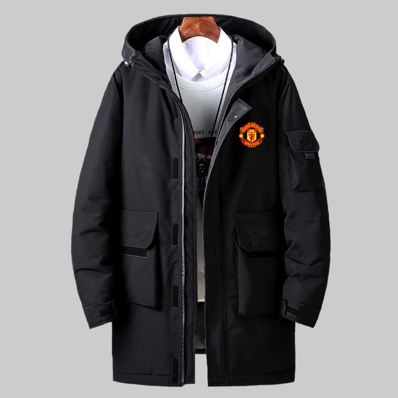 Manchester United No. 7 Ronaldo Sports Jacket Cotton Jacket Windbreaker Men's and Women's Autumn and Winter Winter Football Jacket Thick Hooded Cotton Clothes