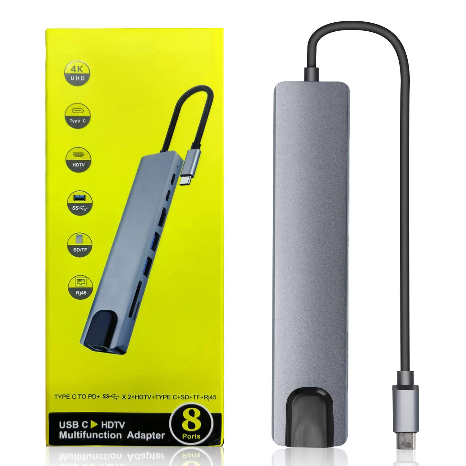 σε HDMI 8ni με κάρτα SD/TF, θύρα Ethernet υψηλής ταχύτητας 100Mbps, σταθμός σύνδεσης Type-C_voghion.com