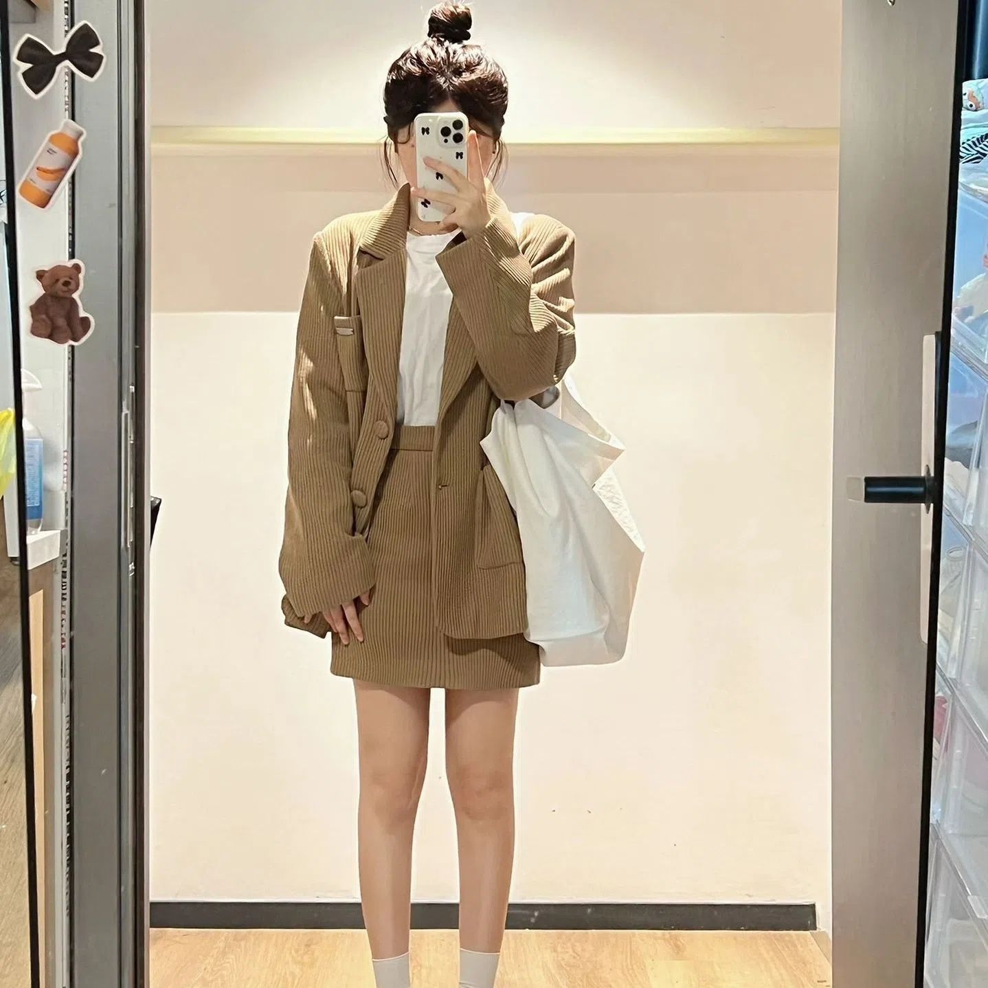 早春新款復古小眾時尚套裝裙女秋季長袖西裝外套半身裙氣質兩件套