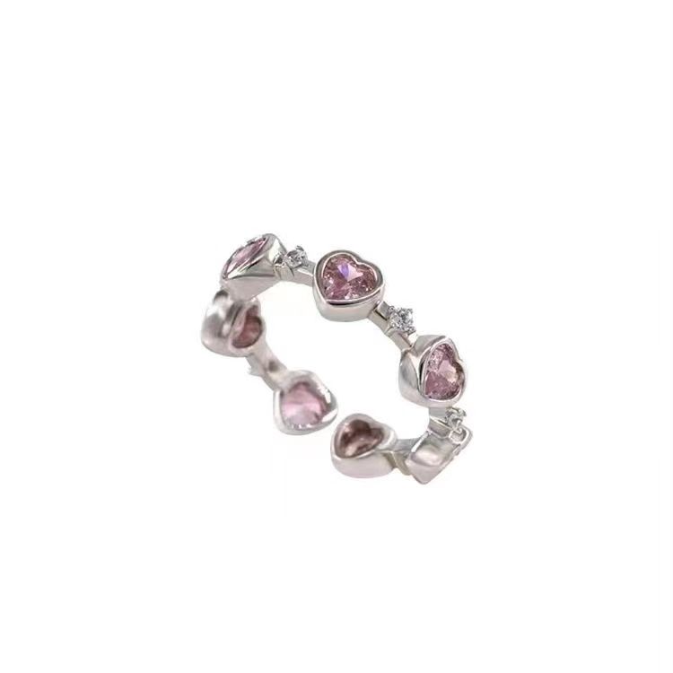 Pure lust pink love open ring ins sweet style niche design versatile small fresh light luxury ring