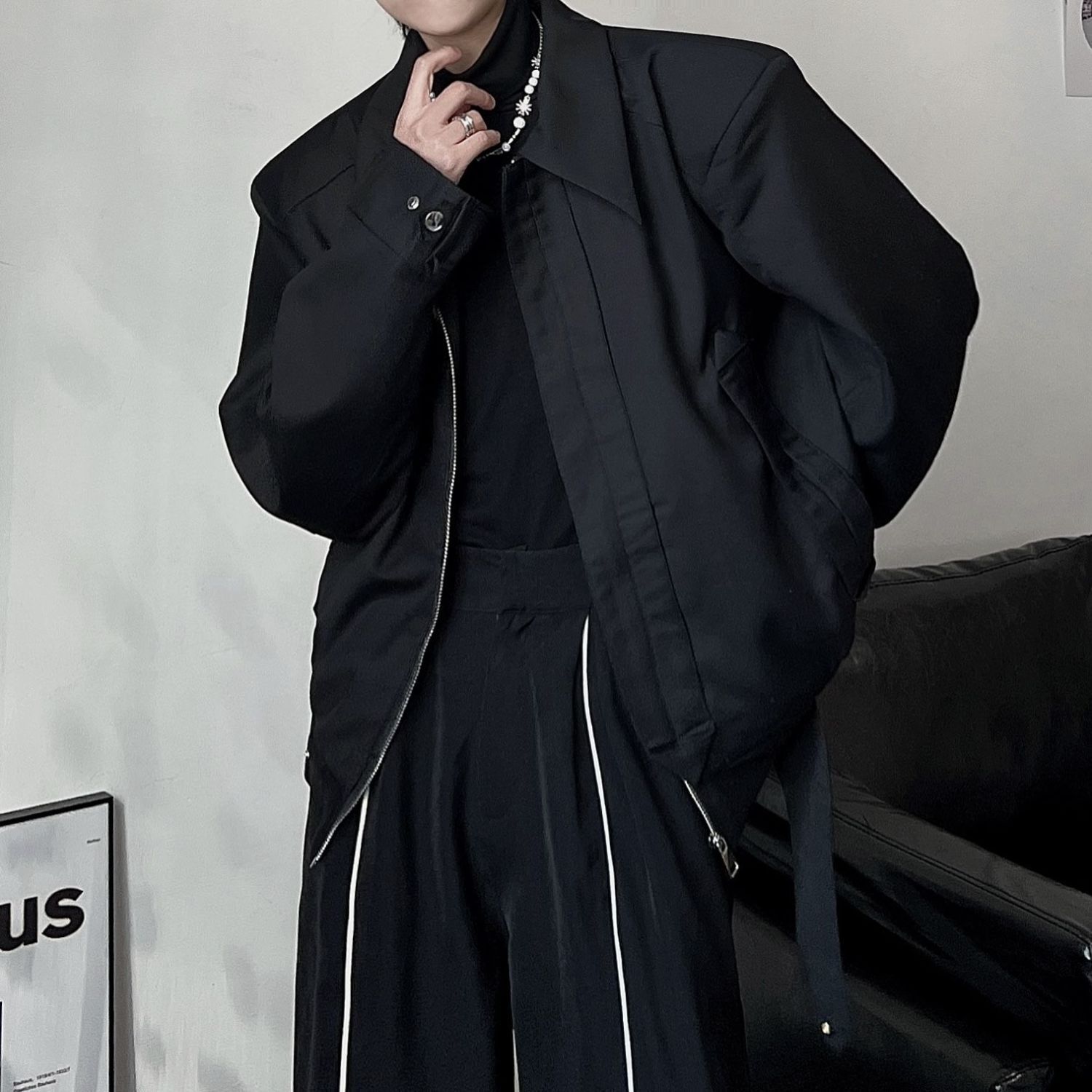  autumn new Korean style high-end design coat men's Hong Kong style oversize fashion loose high street jacket
