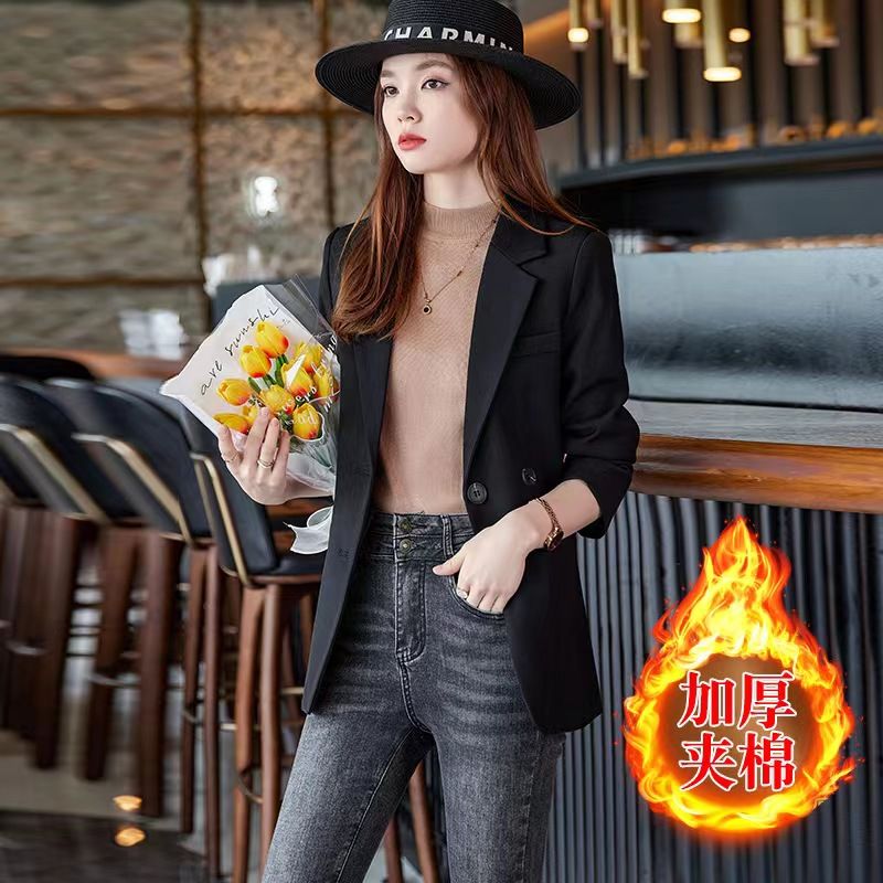 Black suit jacket female small man  new spring and autumn temperament Korean version casual high-end suit jacket