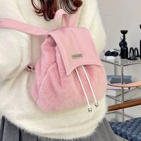 Mochila de piel de chica picante de alta gama Y2K con cordón de gran capacidad, bolso de estudiante cruzado diagonal, nicho de barco de carretera_voghion.com