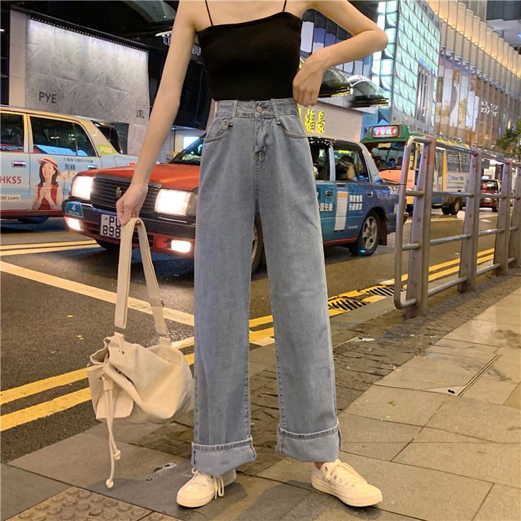 Hyuna Jeans Women's Straight Leg Pants Loose 2022 New Style Pants Dad Pants High Waist Drape Floor-length Wide Leg Pants