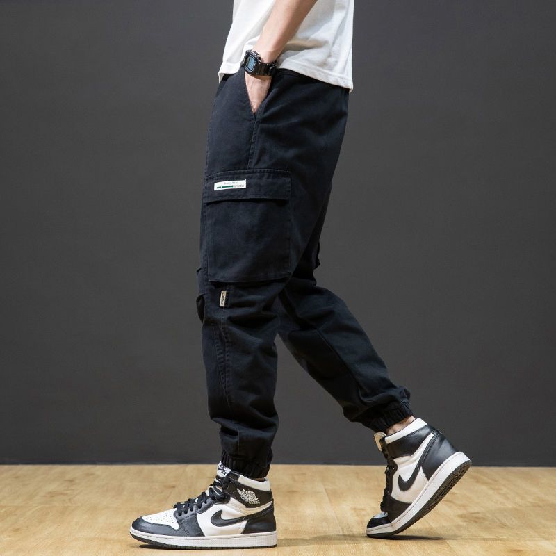 Cotton overalls men's Hong Kong fashion brand thin loose casual wide-leg pants fashion all-match harem trousers