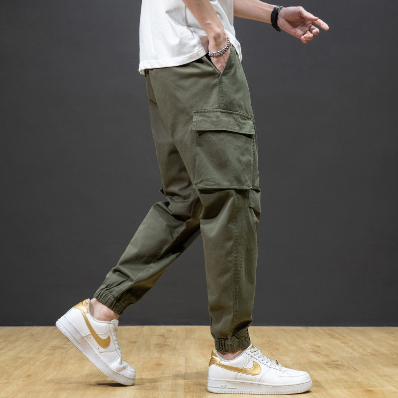 Cotton overalls men's Hong Kong fashion brand thin loose casual wide-leg pants fashion all-match harem trousers
