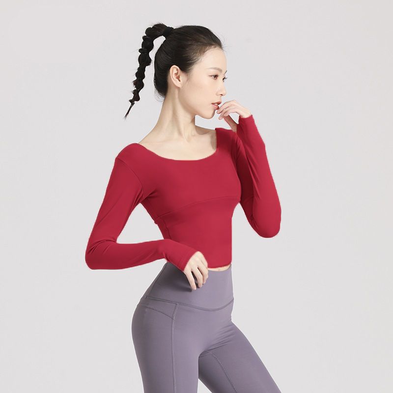 新款薄款健身运动女显瘦跑步训练t恤长袖网红夏季瑜伽服上衣