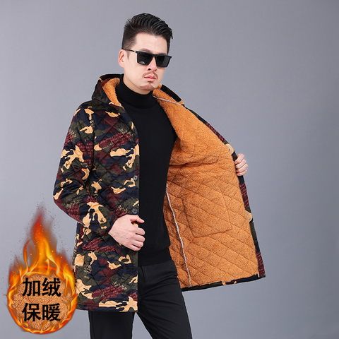 長款棉衣冬季男加絨外套加厚工作服棉衣大褂寬鬆大碼罩衣棉服耐髒