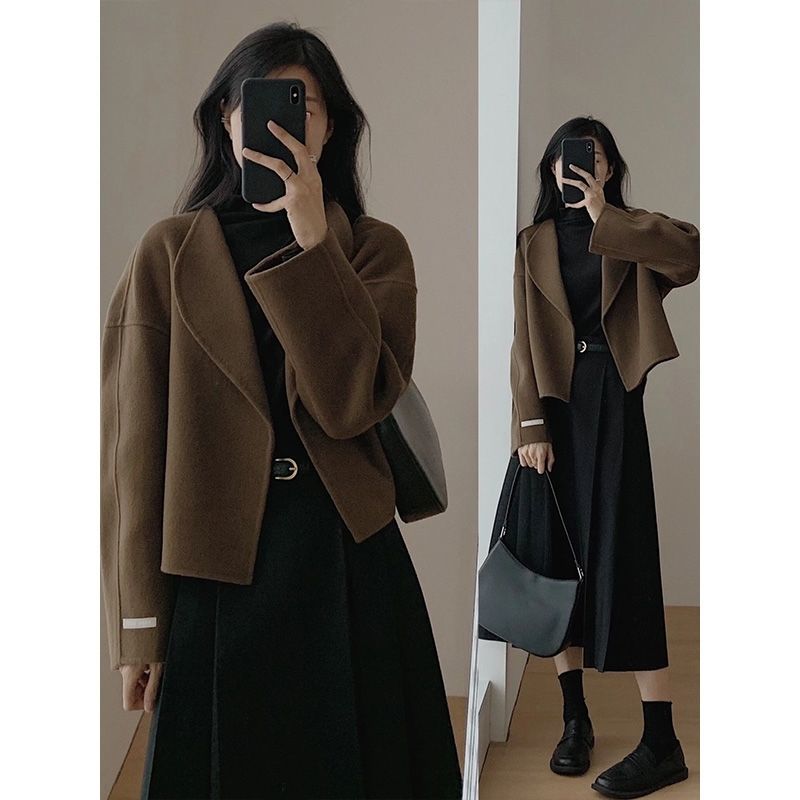  new early spring Korean style simple commuter temperament high-end short jacket with two-piece skirt